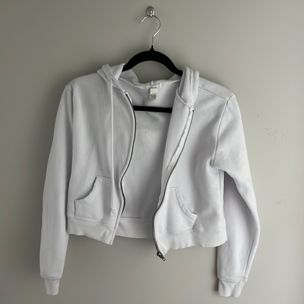 S WHITE; CROPPED FULL TILT ZIP UP